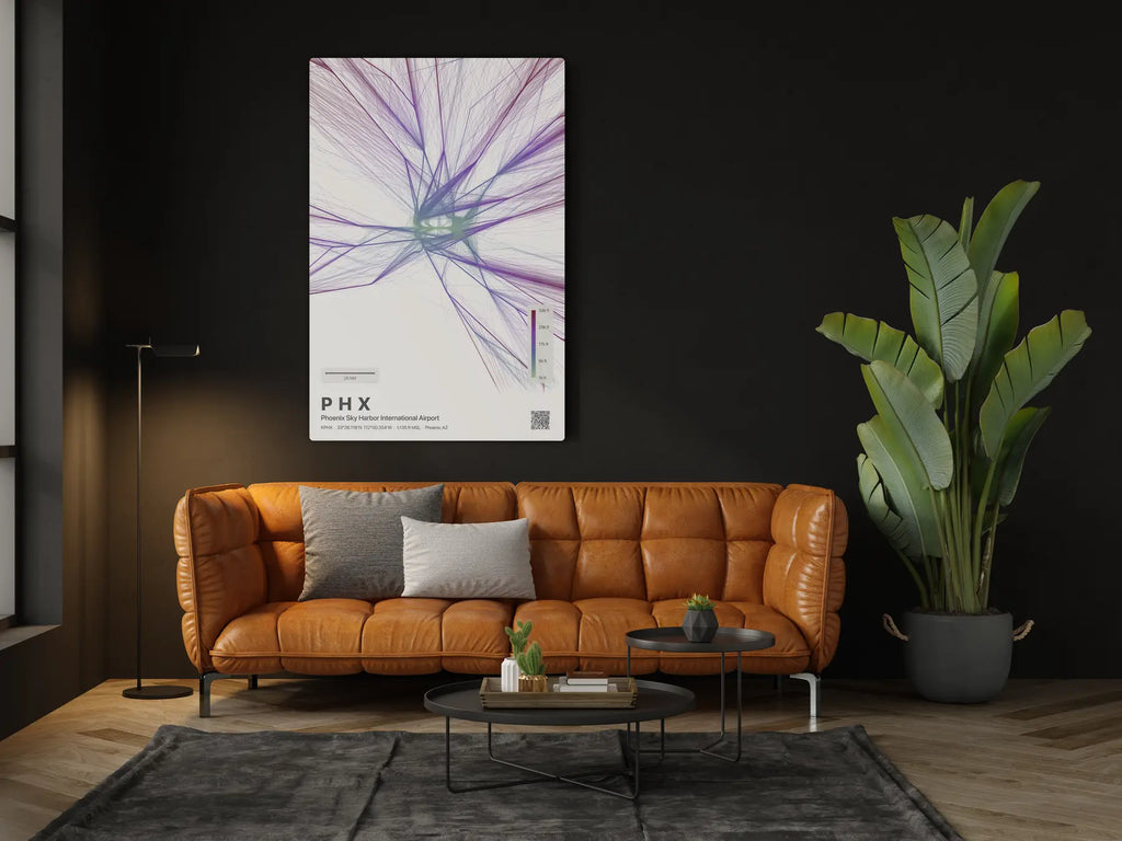 PHX flight path print — Prism theme · Light in living-room setting [hotspot:46]