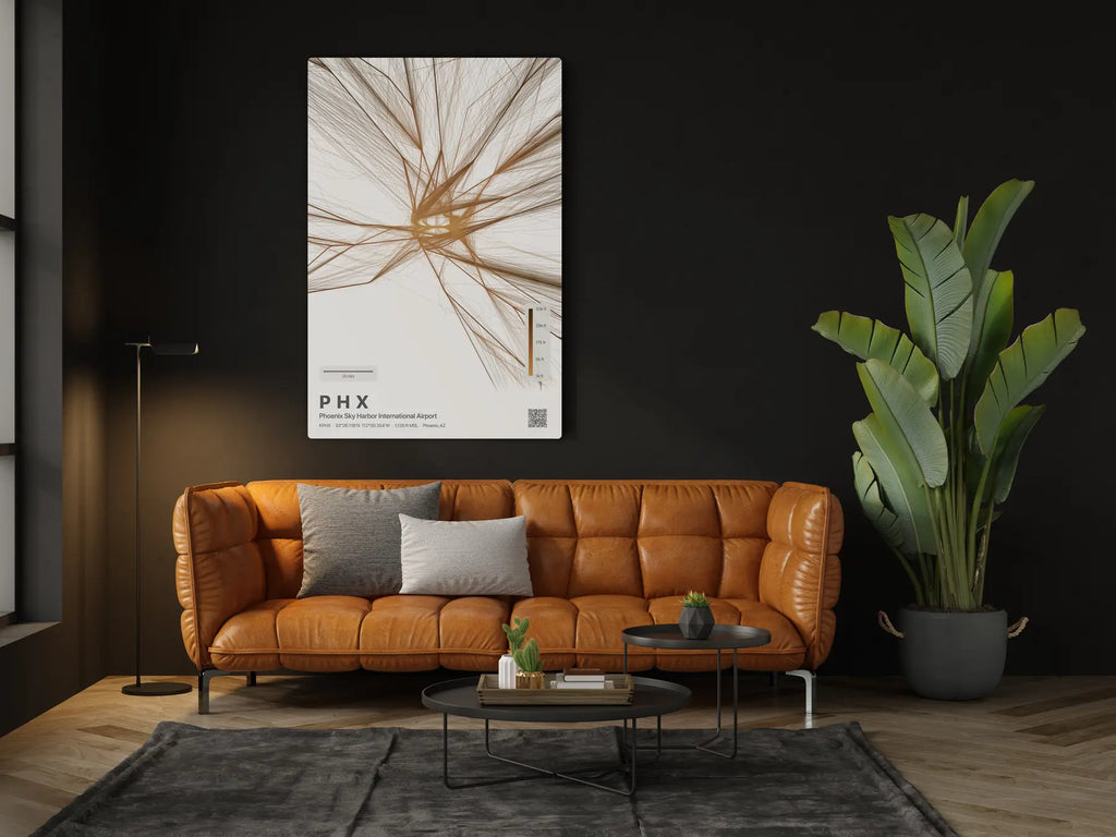 PHX flight path print — Solana theme · Light in living-room setting [hotspot:46]