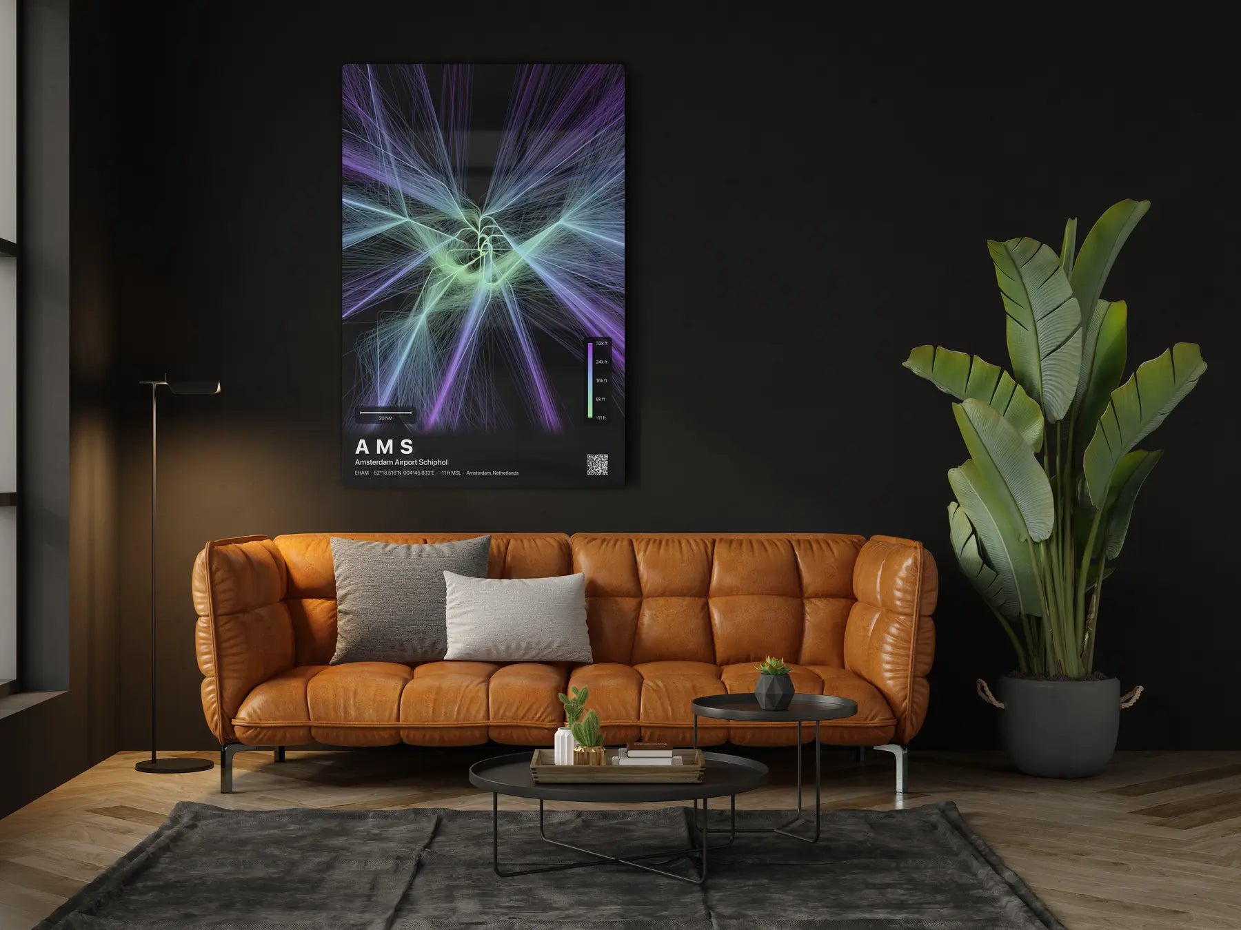 AMS flight path print — Prism theme · Dark in living-room setting [hotspot:46]