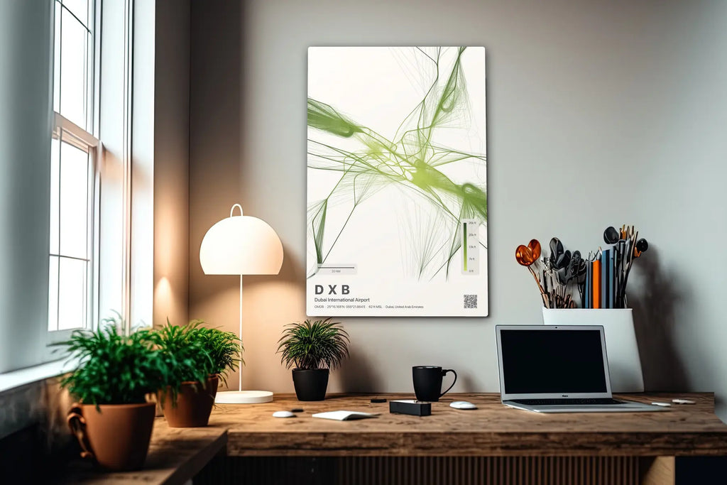 DXB flight path print — Citrus theme · Light in office setting [hotspot:55]