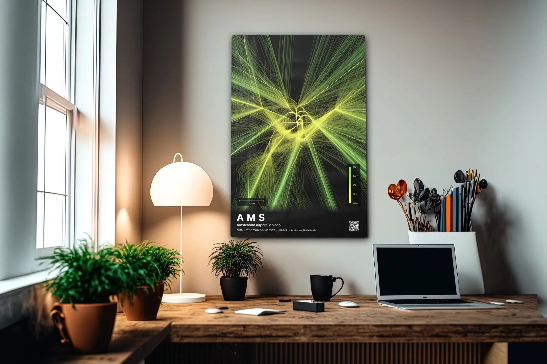 AMS flight path print — Citrus theme · Dark in office setting [hotspot:55]