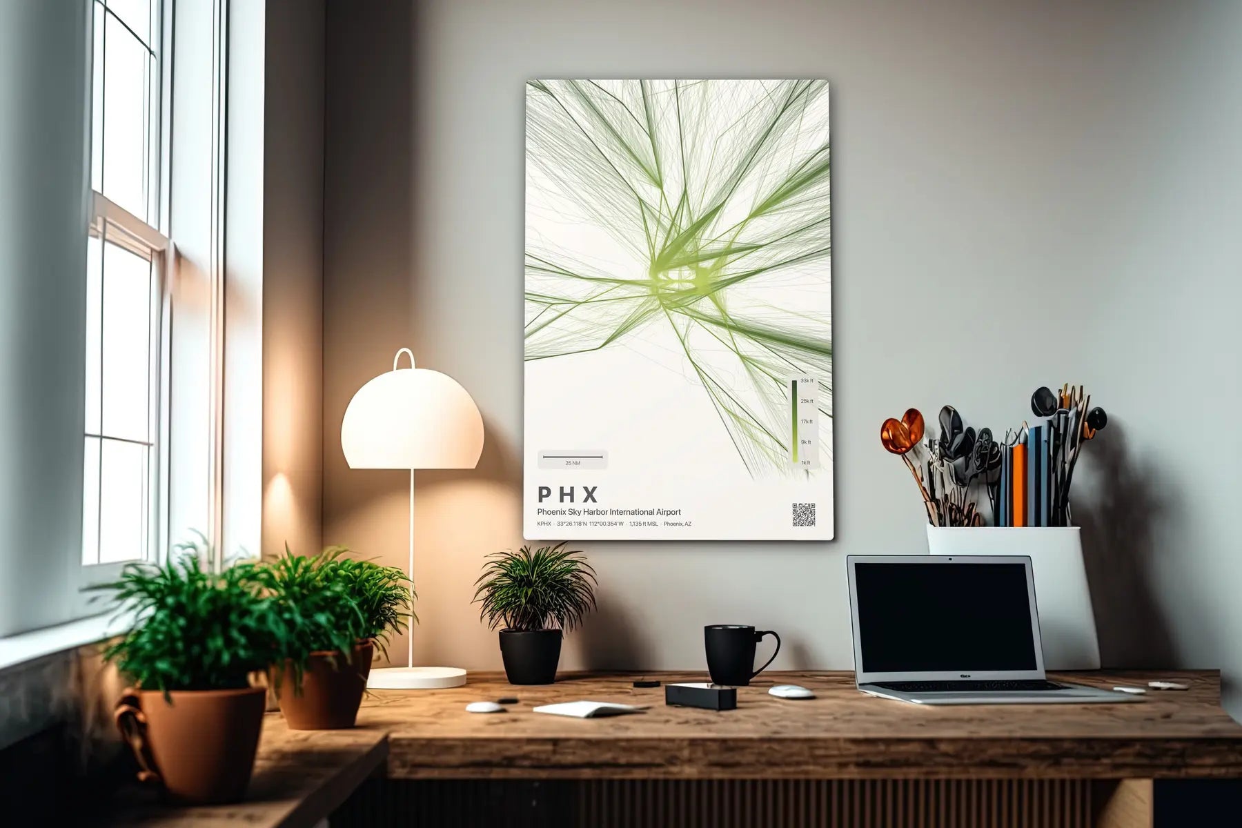 PHX flight path print — Citrus theme · Light in office setting [hotspot:55]