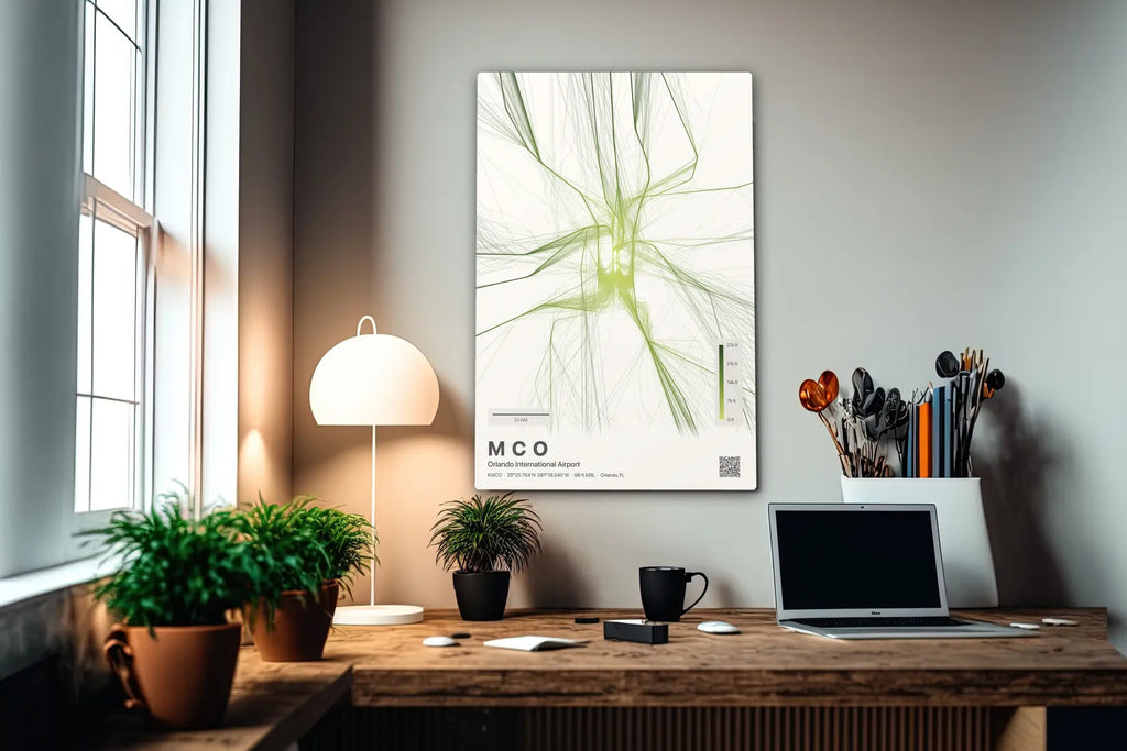 MCO flight path print — Citrus theme · Light in office setting [hotspot:55]