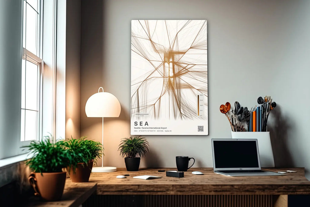 SEA flight path print — Solana theme · Light in office setting [hotspot:55]