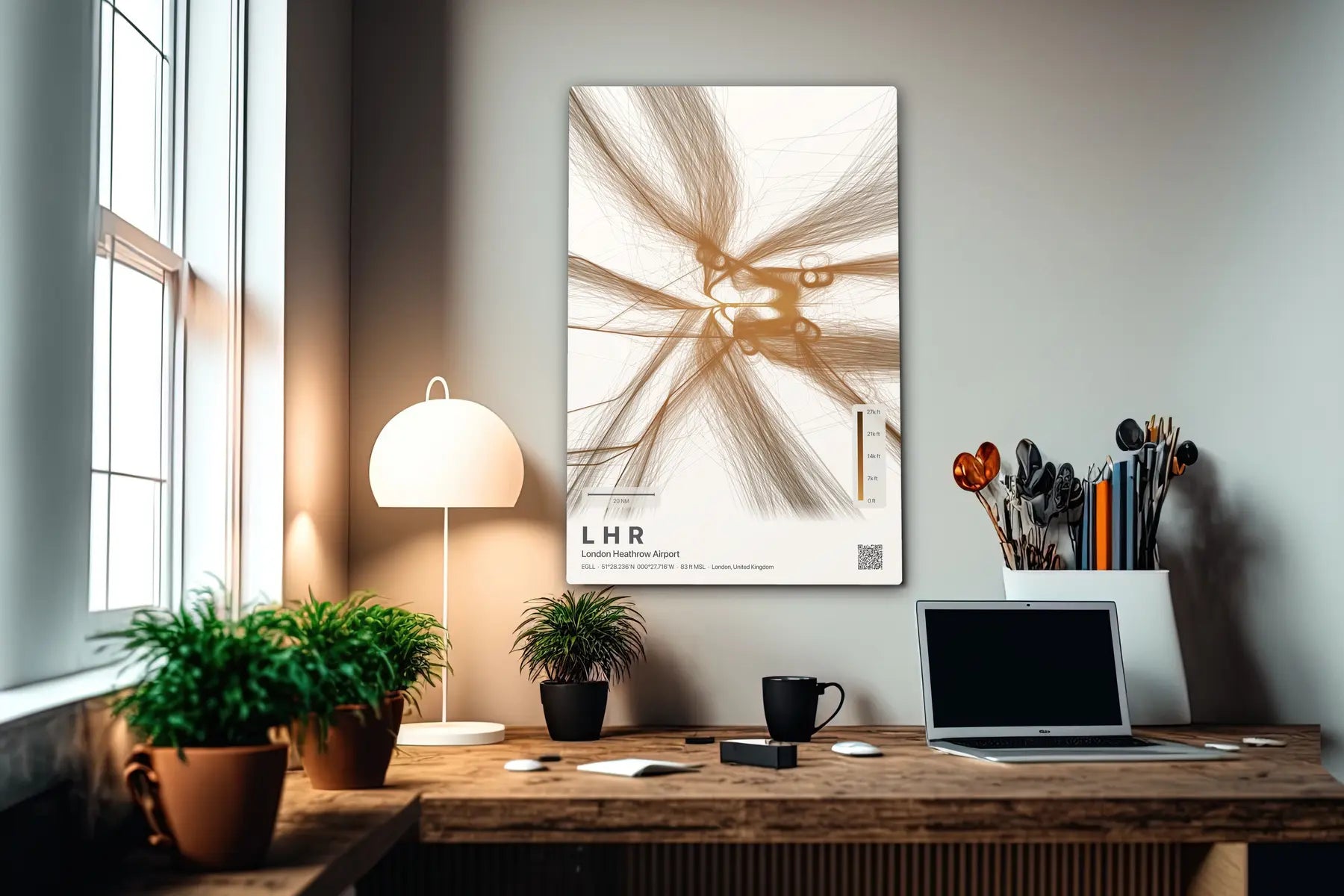 LHR flight path print — Solana theme · Light in office setting [hotspot:55]