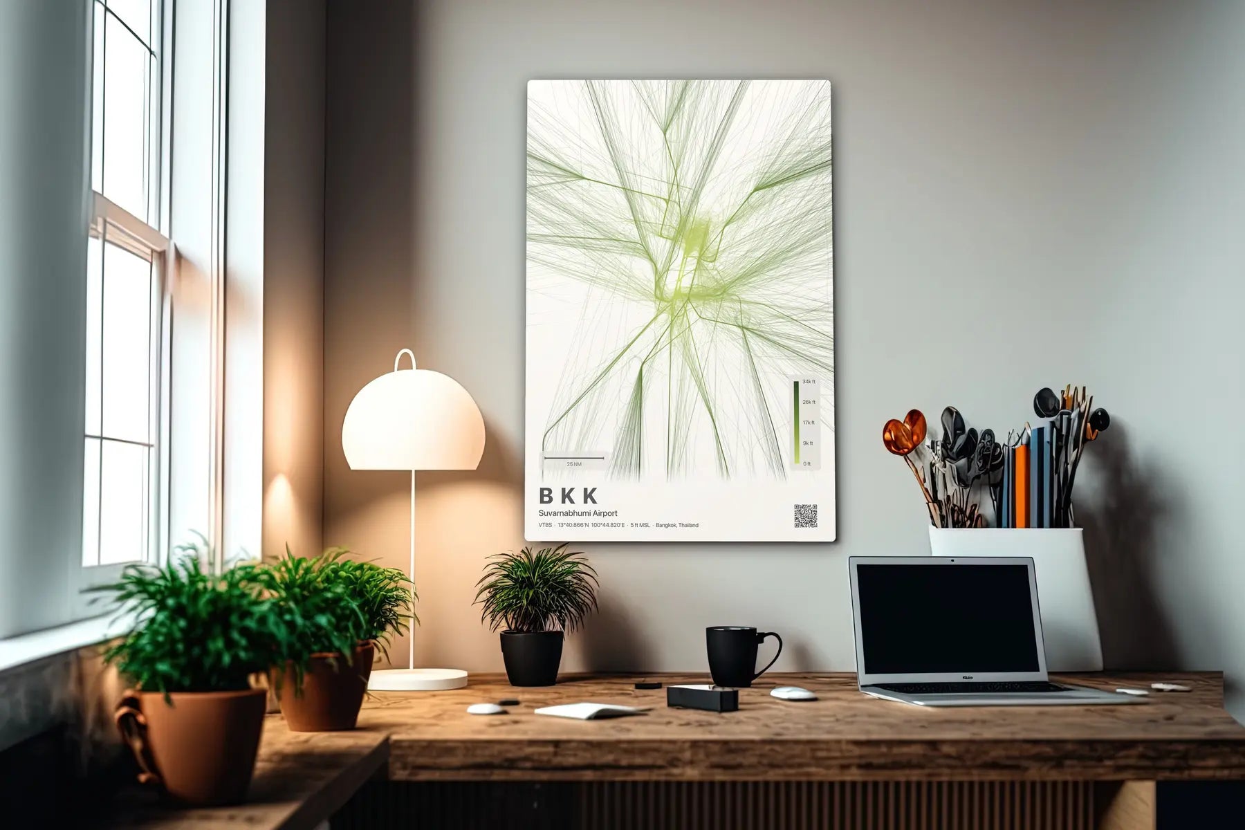 BKK flight path print — Citrus theme · Light in office setting [hotspot:55]