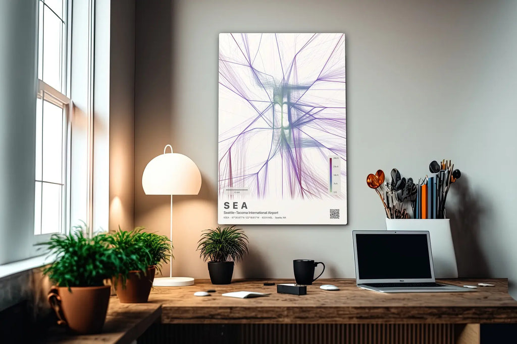 SEA flight path print — Prism theme · Light in office setting [hotspot:55]