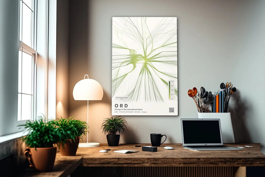 ORD flight path print — Citrus theme · Light in office setting [hotspot:55]