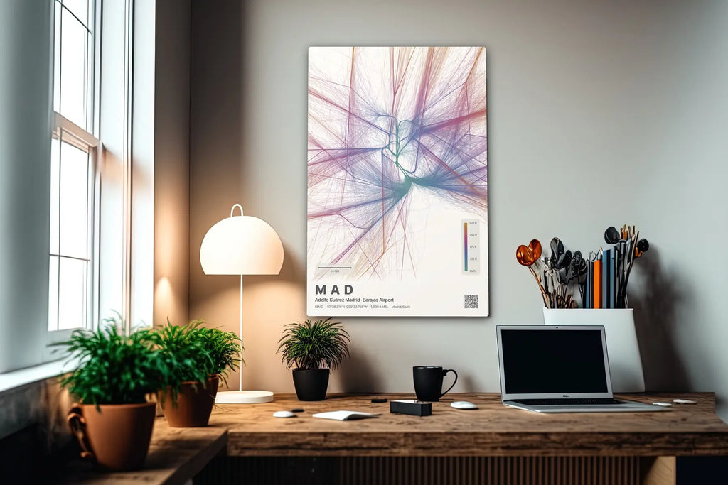 MAD flight path print — Aurora theme · Light in office setting [hotspot:55]