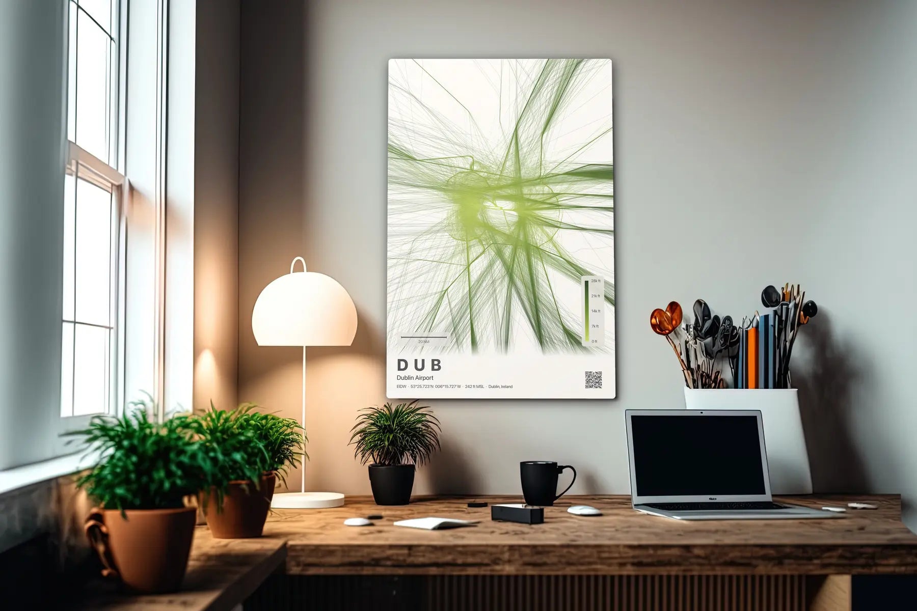 DUB flight path print — Citrus theme · Light in office setting [hotspot:55]