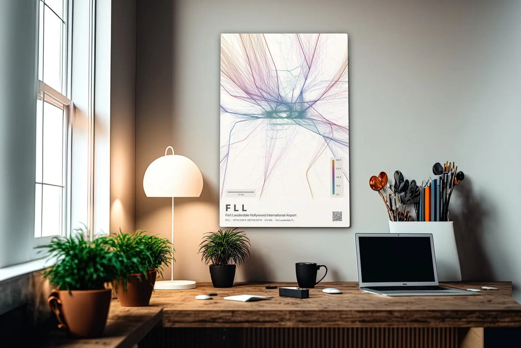 FLL flight path print — Aurora theme · Light in office setting [hotspot:55]