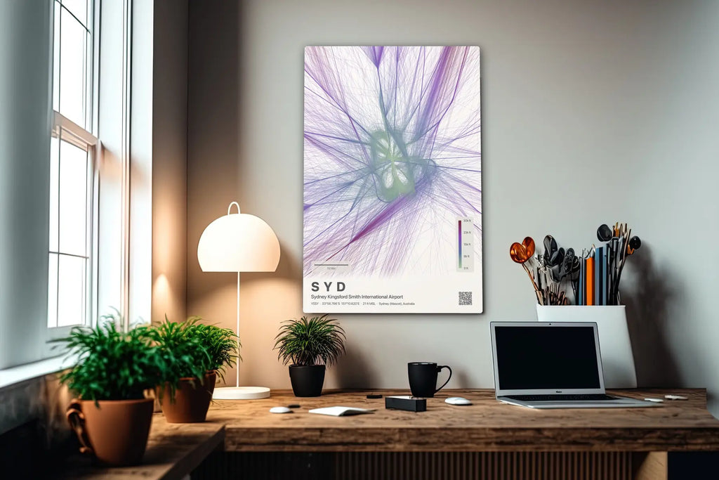 SYD flight path print — Prism theme · Light in office setting [hotspot:55]