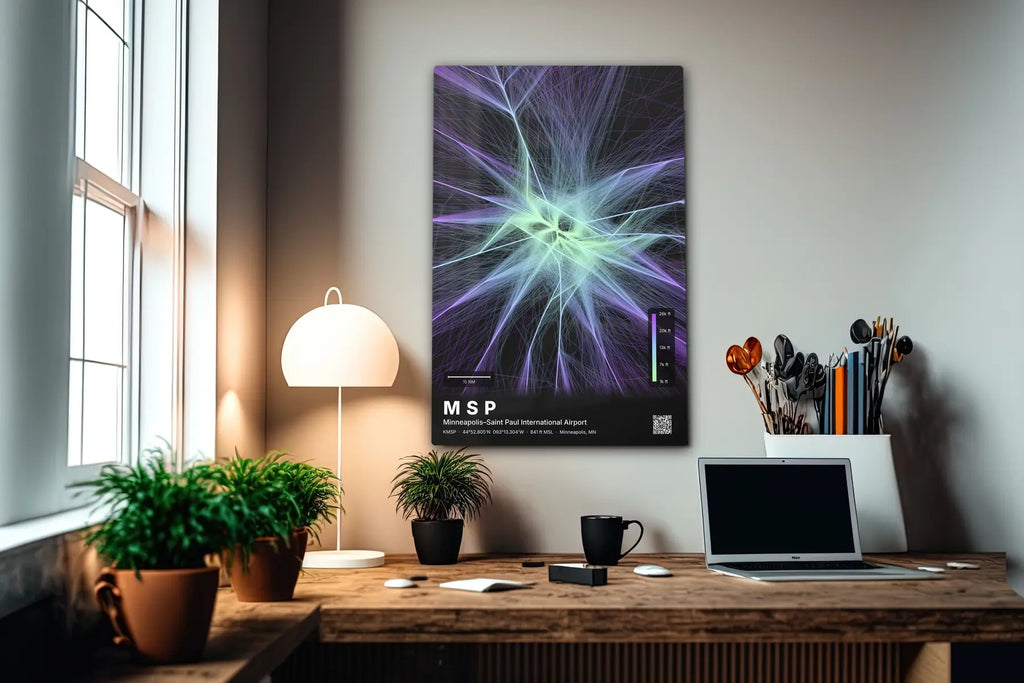 MSP flight path print — Prism theme · Dark in office setting [hotspot:55]