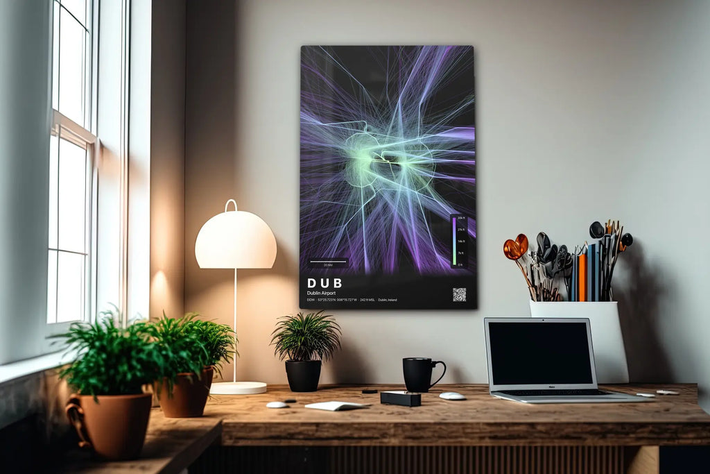 DUB flight path print — Prism theme · Dark in office setting [hotspot:55]