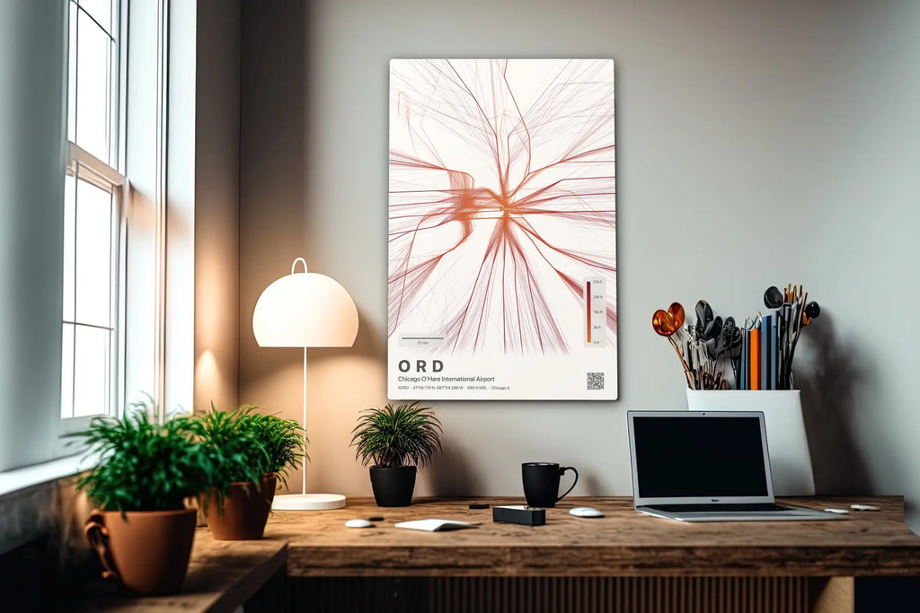 ORD flight path print — Inferno theme · Light in office setting [hotspot:55]