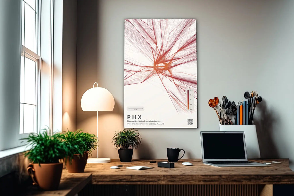 PHX flight path print — Inferno theme · Light in office setting [hotspot:55]