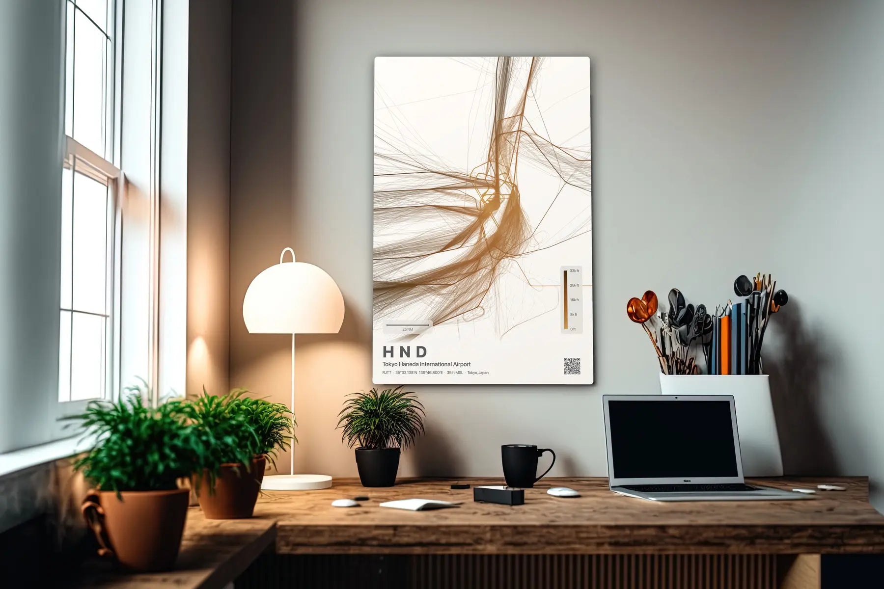HND flight path print — Solana theme · Light in office setting [hotspot:55]