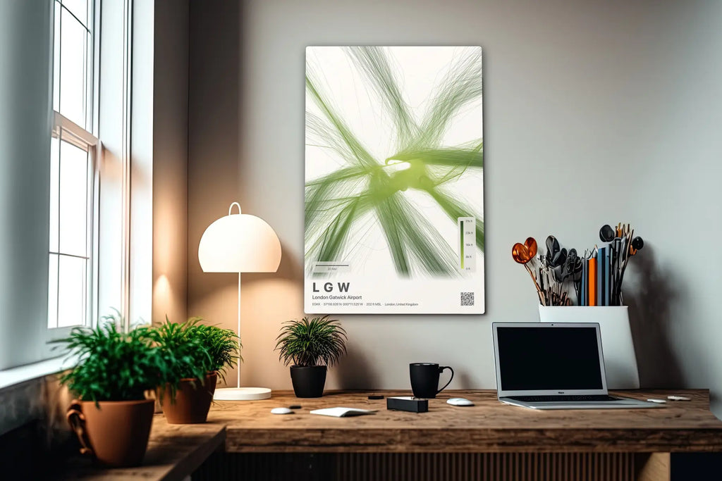 LGW flight path print — Citrus theme · Light in office setting [hotspot:55]