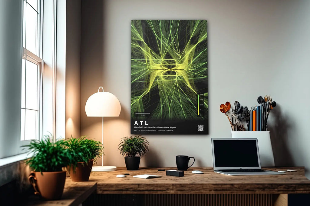 ATL flight path print — Citrus theme · Dark in office setting [hotspot:55]