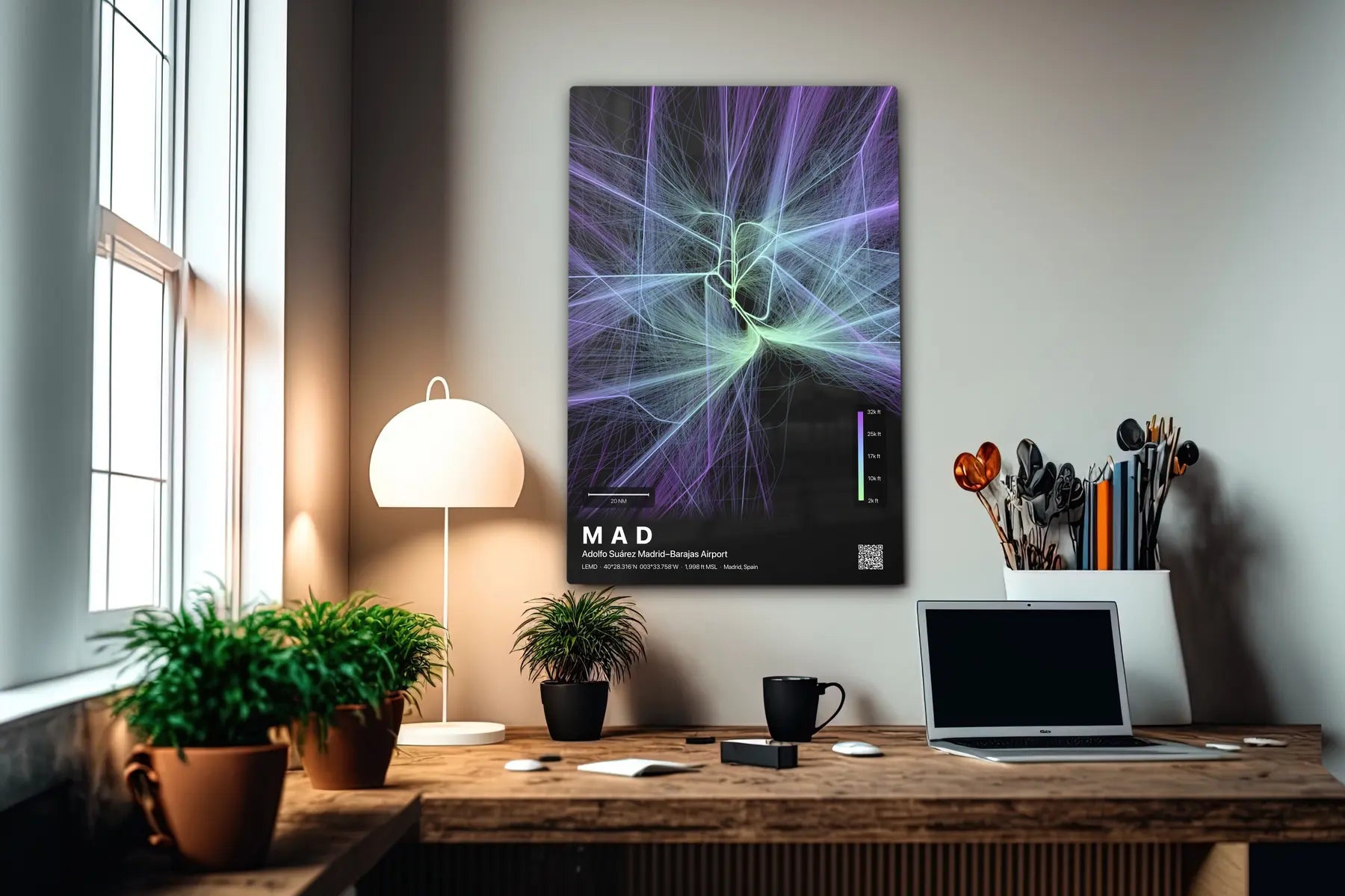 MAD flight path print — Prism theme · Dark in office setting [hotspot:55]