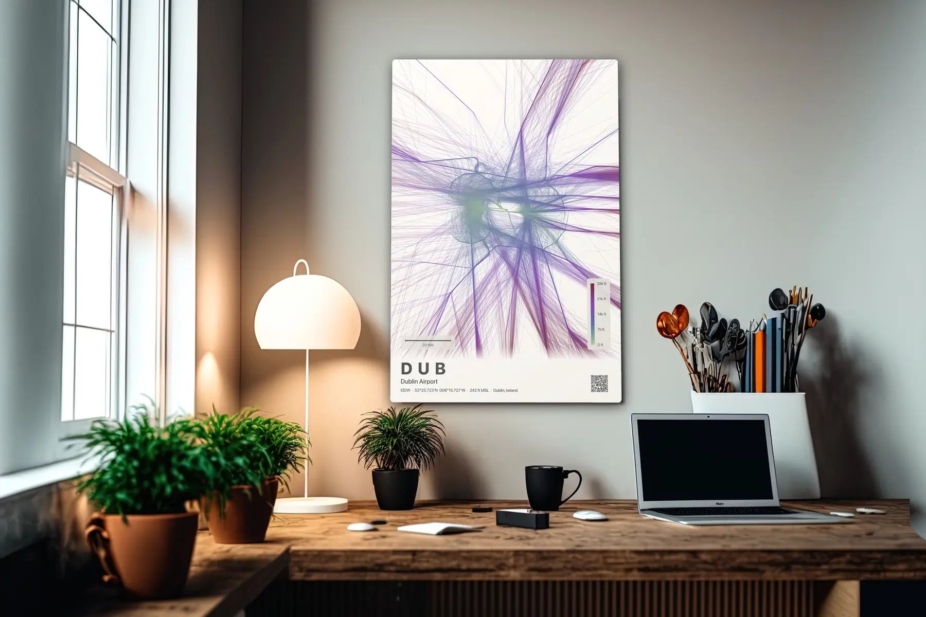 DUB flight path print — Prism theme · Light in office setting [hotspot:55]
