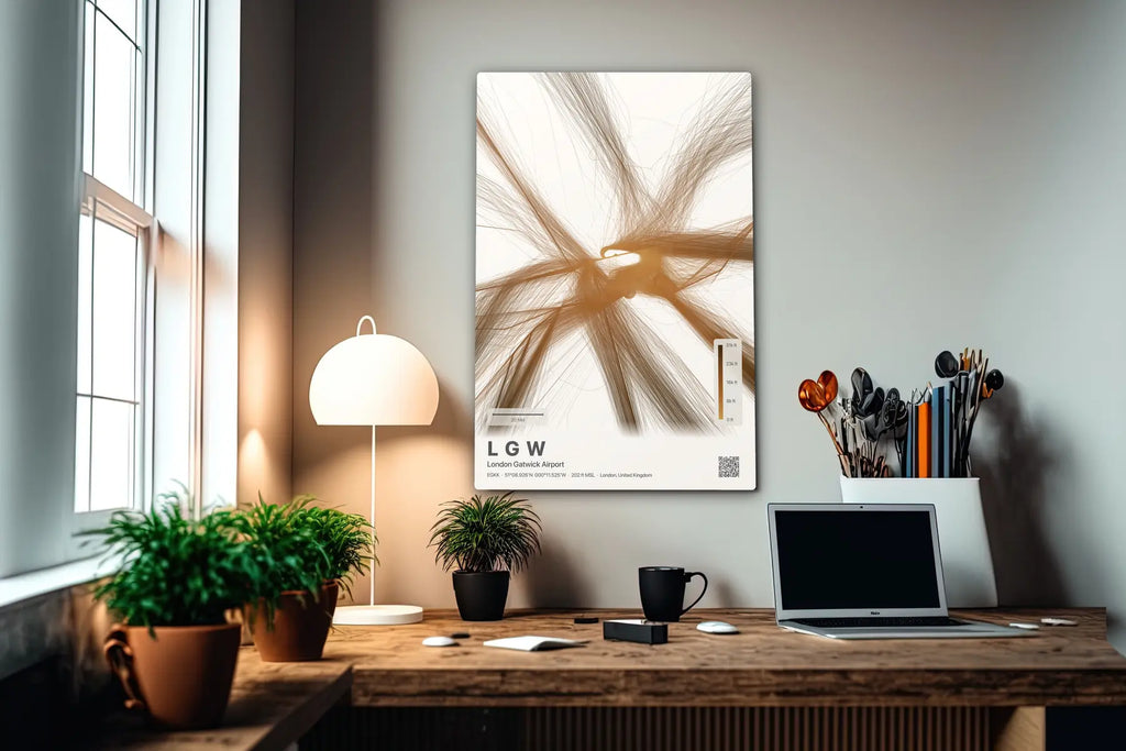 LGW flight path print — Solana theme · Light in office setting [hotspot:55]