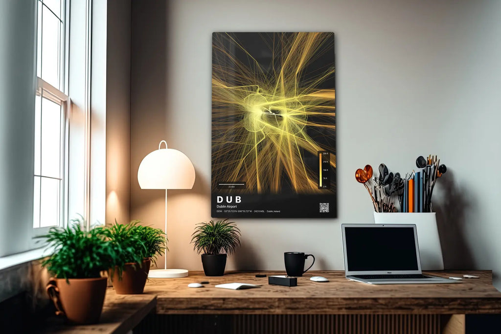 DUB flight path print — Solana theme · Dark in office setting [hotspot:55]