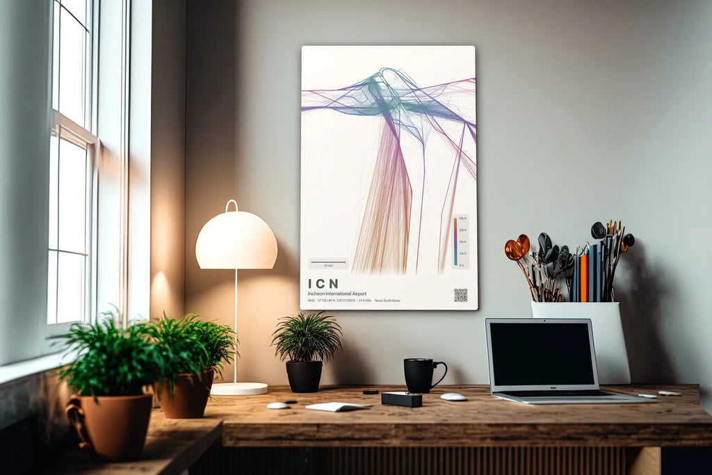 ICN flight path print — Aurora theme · Light in office setting [hotspot:55]