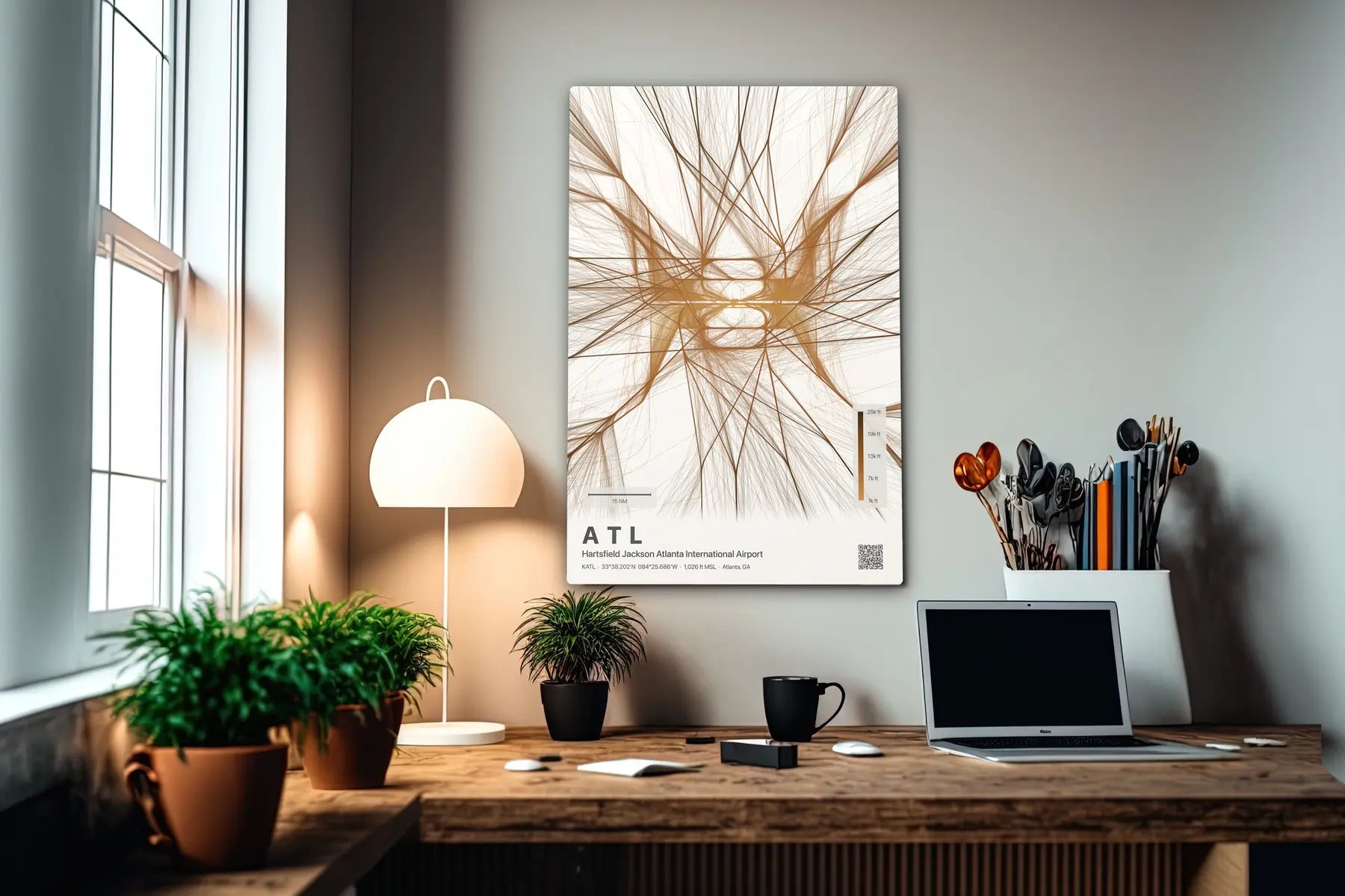 ATL flight path print — Solana theme · Light in office setting [hotspot:55]