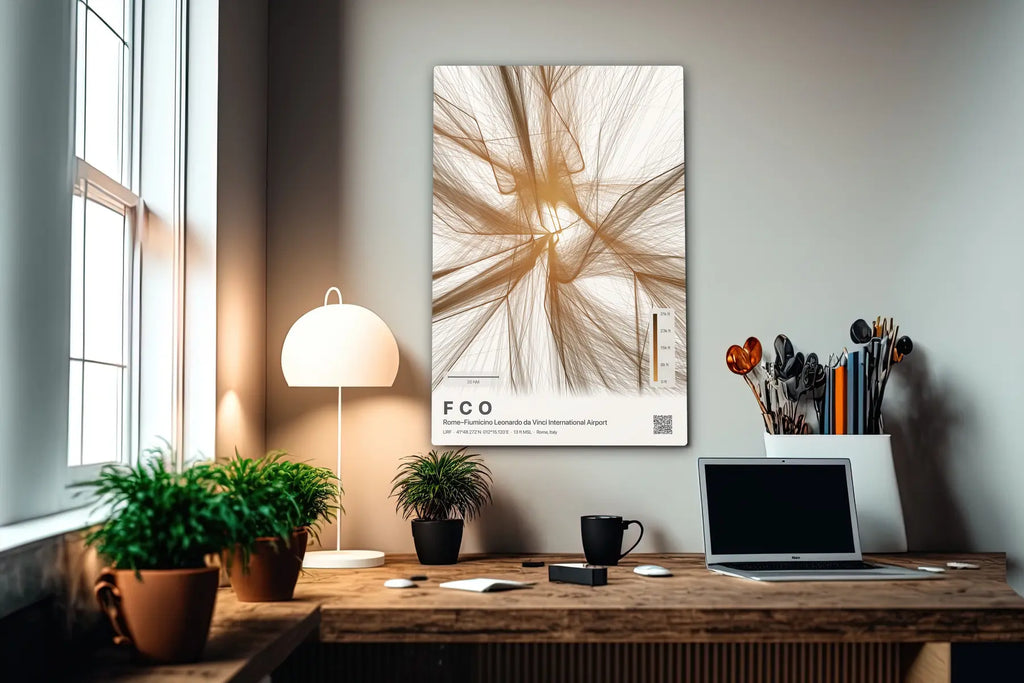 FCO flight path print — Solana theme · Light in office setting [hotspot:55]