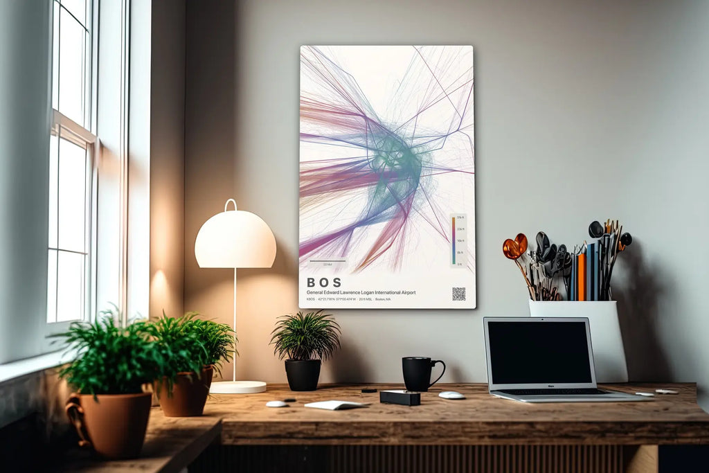 BOS flight path print — Aurora theme · Light in office setting [hotspot:55]