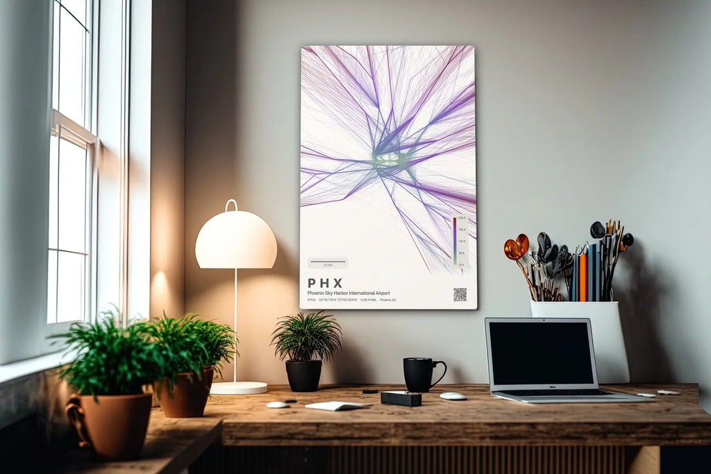 PHX flight path print — Prism theme · Light in office setting [hotspot:55]