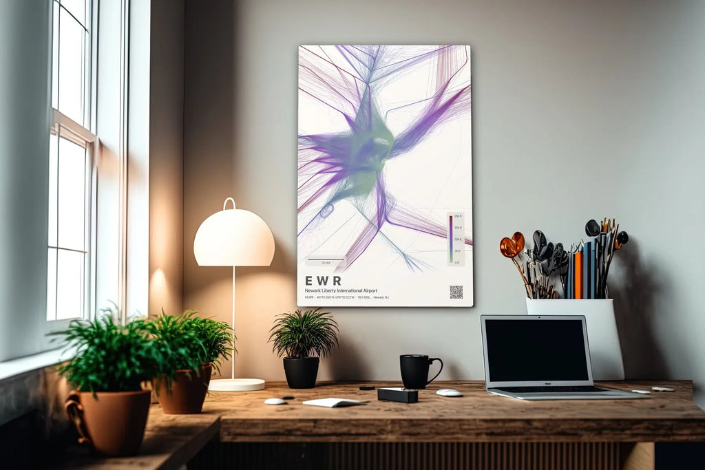 EWR flight path print — Prism theme · Light in office setting [hotspot:55]