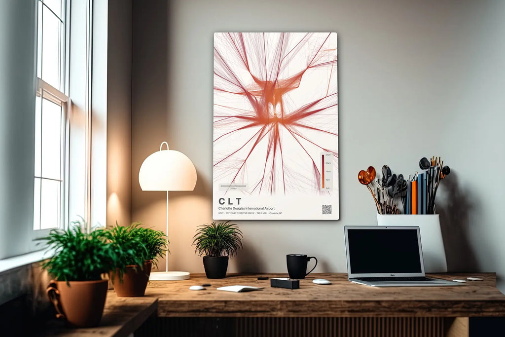 CLT flight path print — Inferno theme · Light in office setting [hotspot:55]