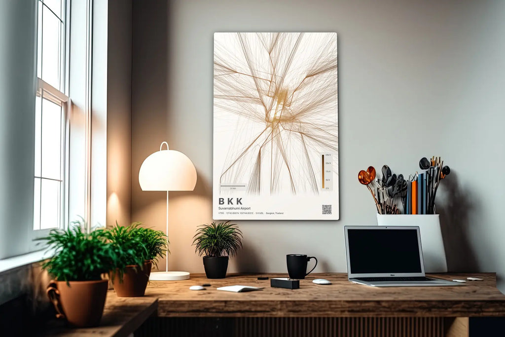 BKK flight path print — Solana theme · Light in office setting [hotspot:55]