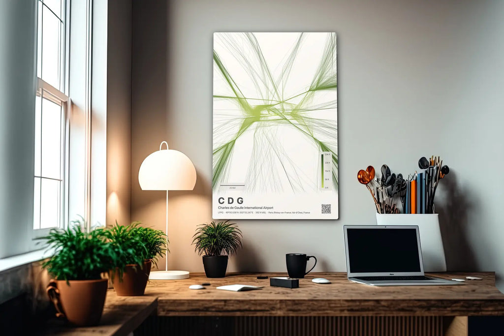 CDG flight path print — Citrus theme · Light in office setting [hotspot:55]