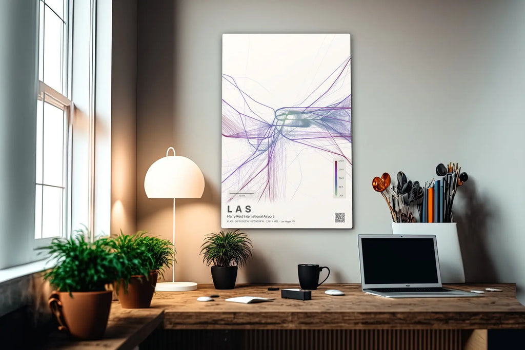 LAS flight path print — Prism theme · Light in office setting [hotspot:55]