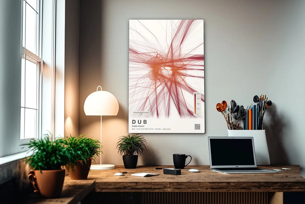 DUB flight path print — Inferno theme · Light in office setting [hotspot:55]