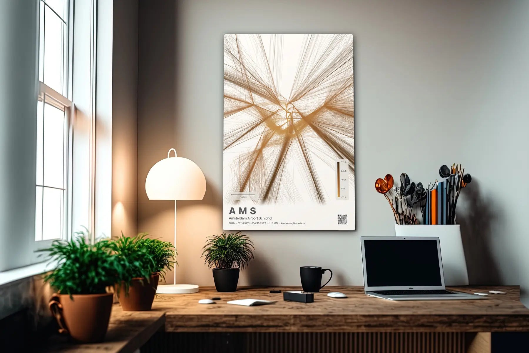 AMS flight path print — Solana theme · Light in office setting [hotspot:55]