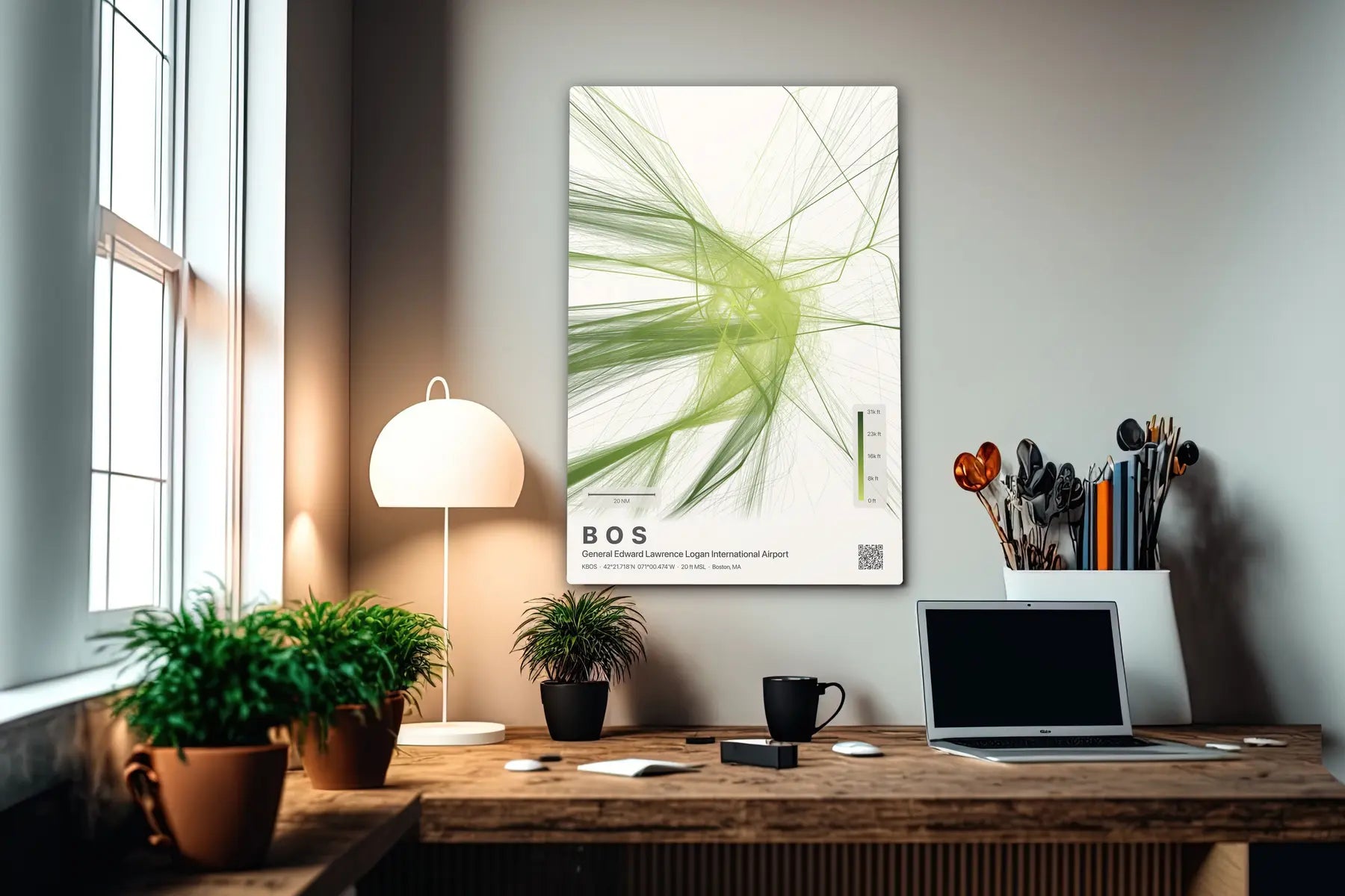 BOS flight path print — Citrus theme · Light in office setting [hotspot:55]
