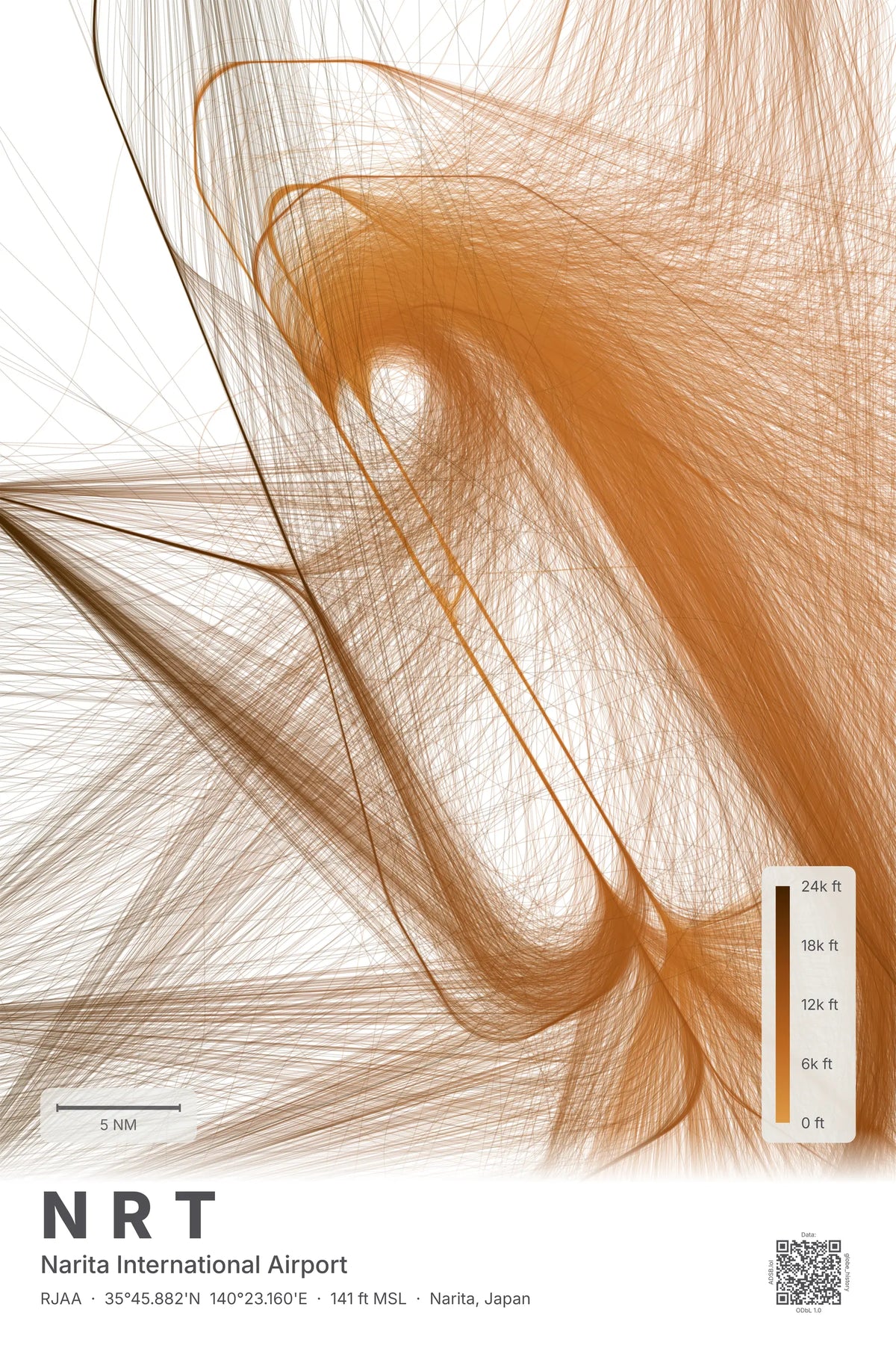 NRT flight path map — Solana theme · Light