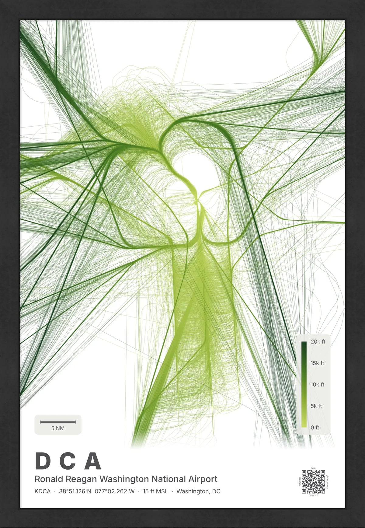 DCA flight path print — Citrus theme · Light [material:framed_black]