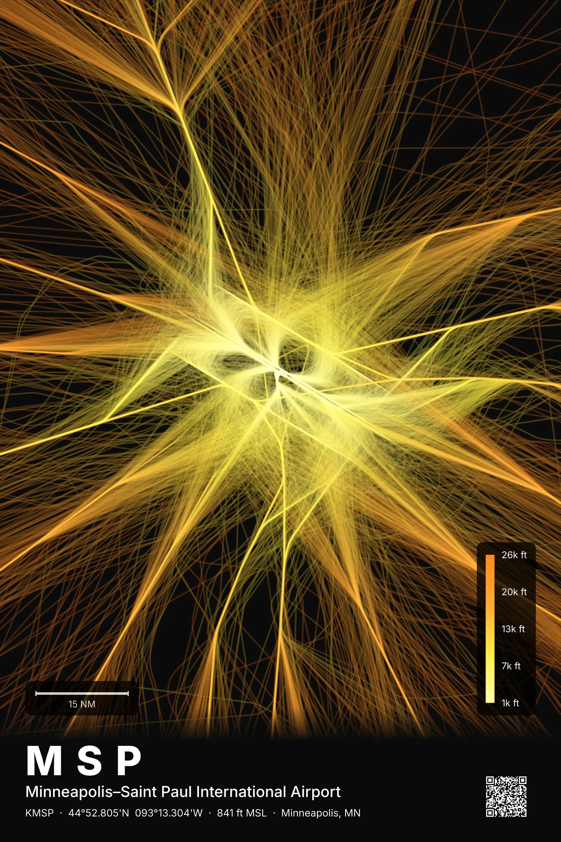 MSP flight path print — Solana theme · Dark