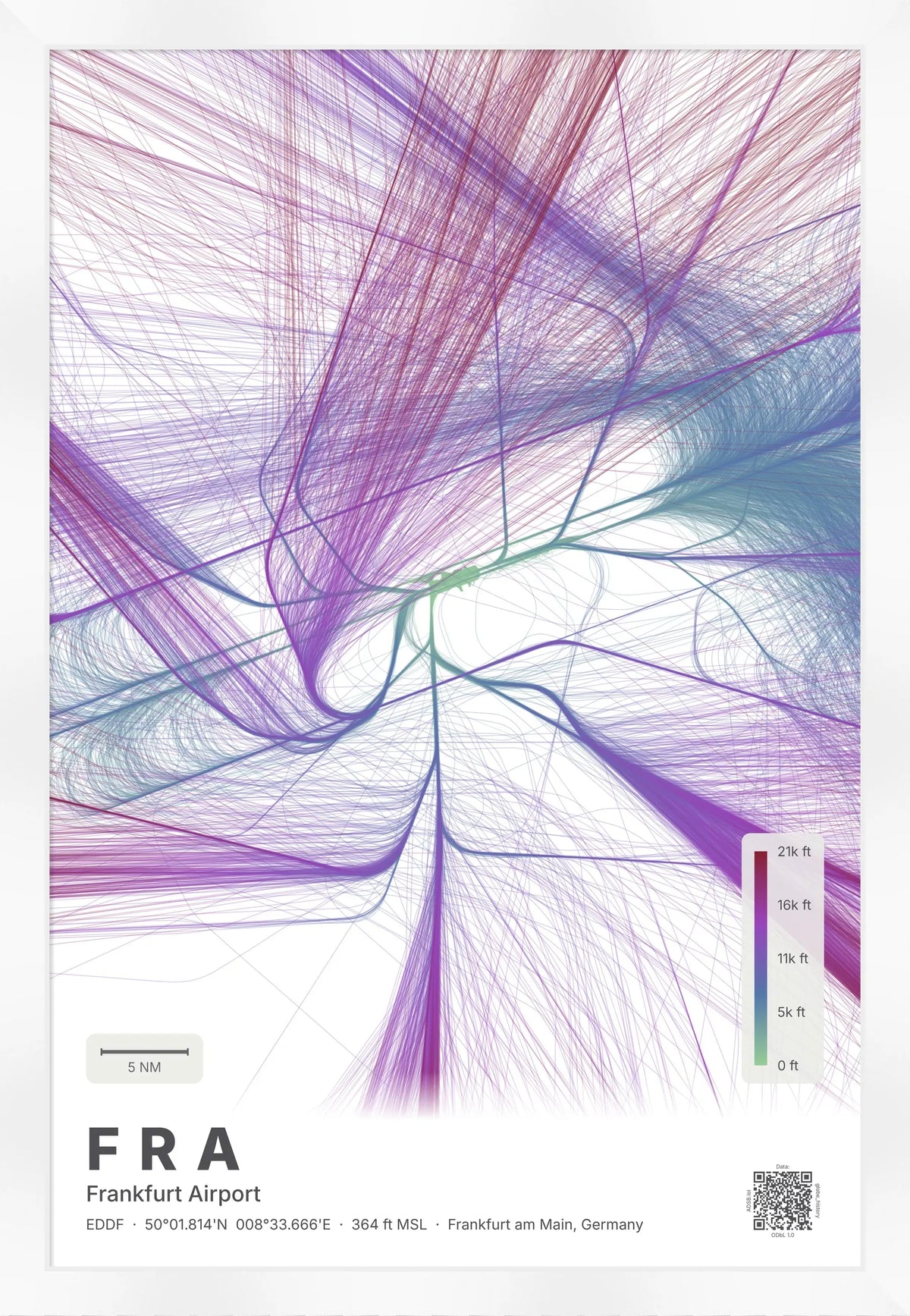 FRA flight path map — Prism theme · Light [material:framed_white]