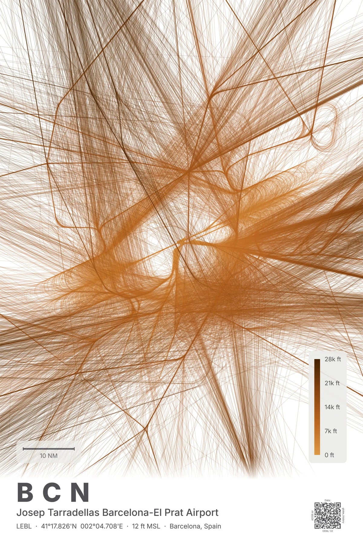 BCN flight path map — Solana theme · Light