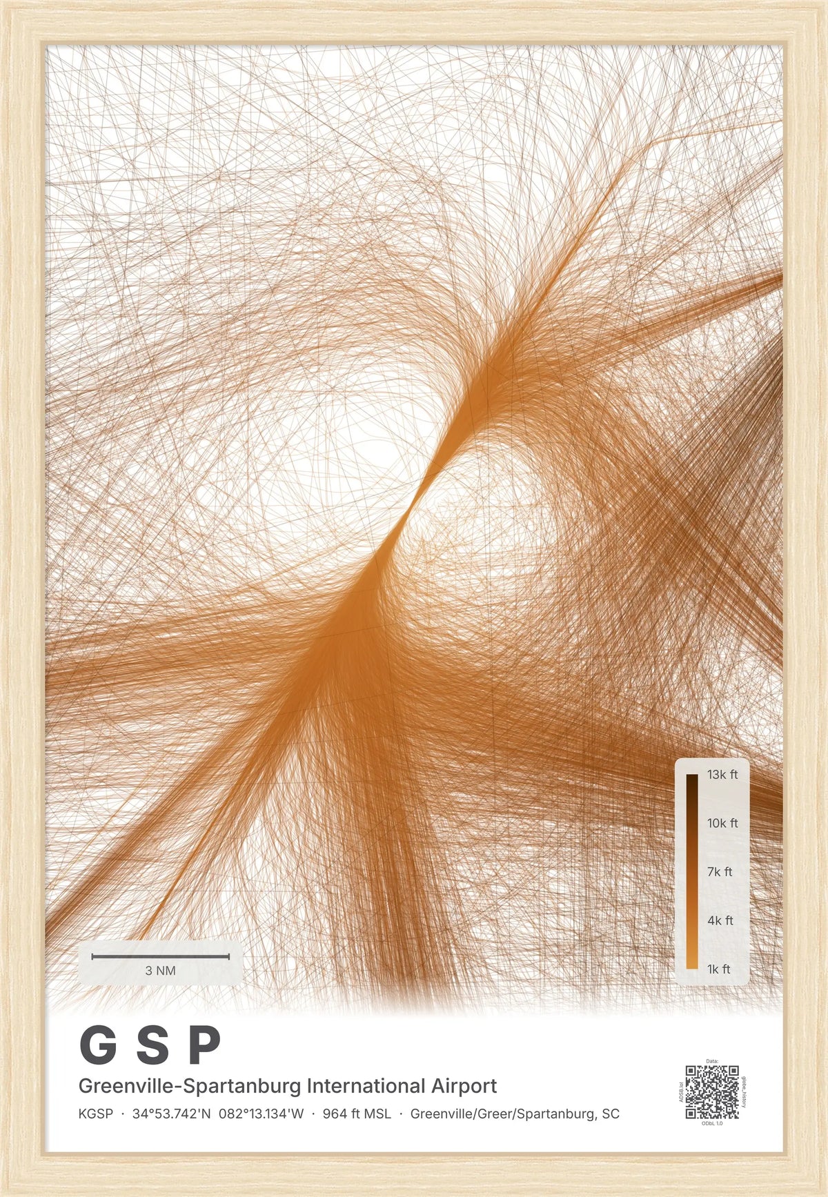 GSP flight path print — Solana theme · Light [material:framed_natural]