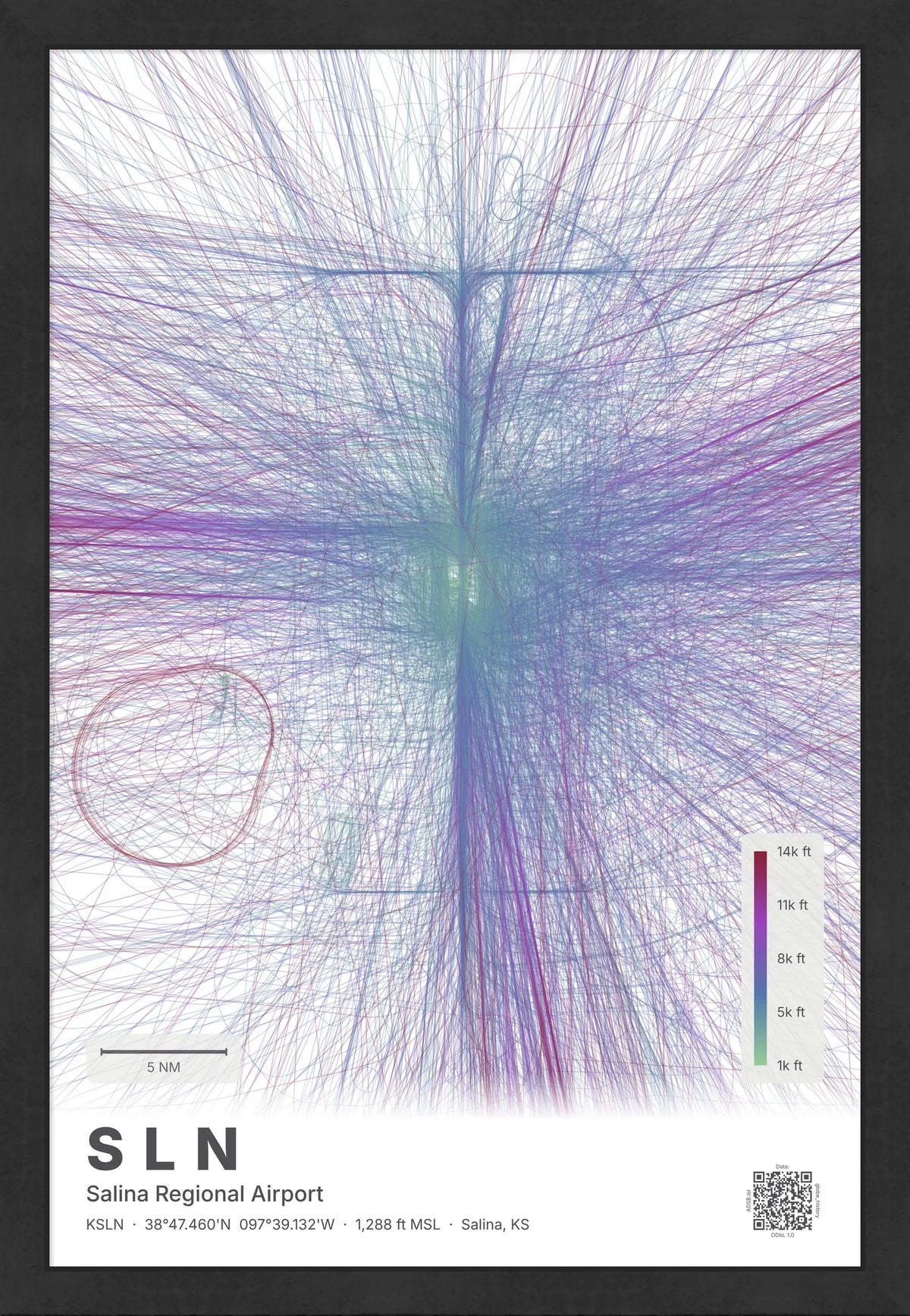 SLN flight path map — Prism theme · Light [material:framed_black]