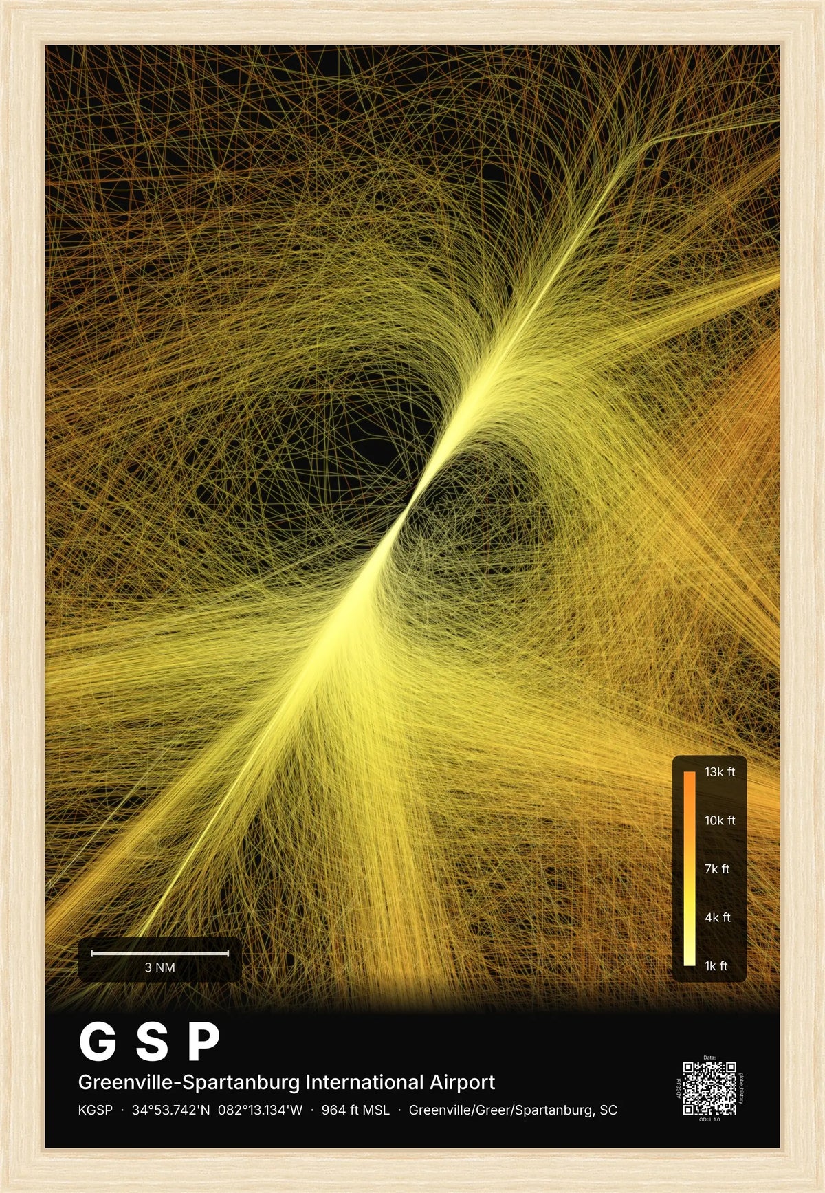 GSP flight path print — Solana theme · Dark [material:framed_natural]