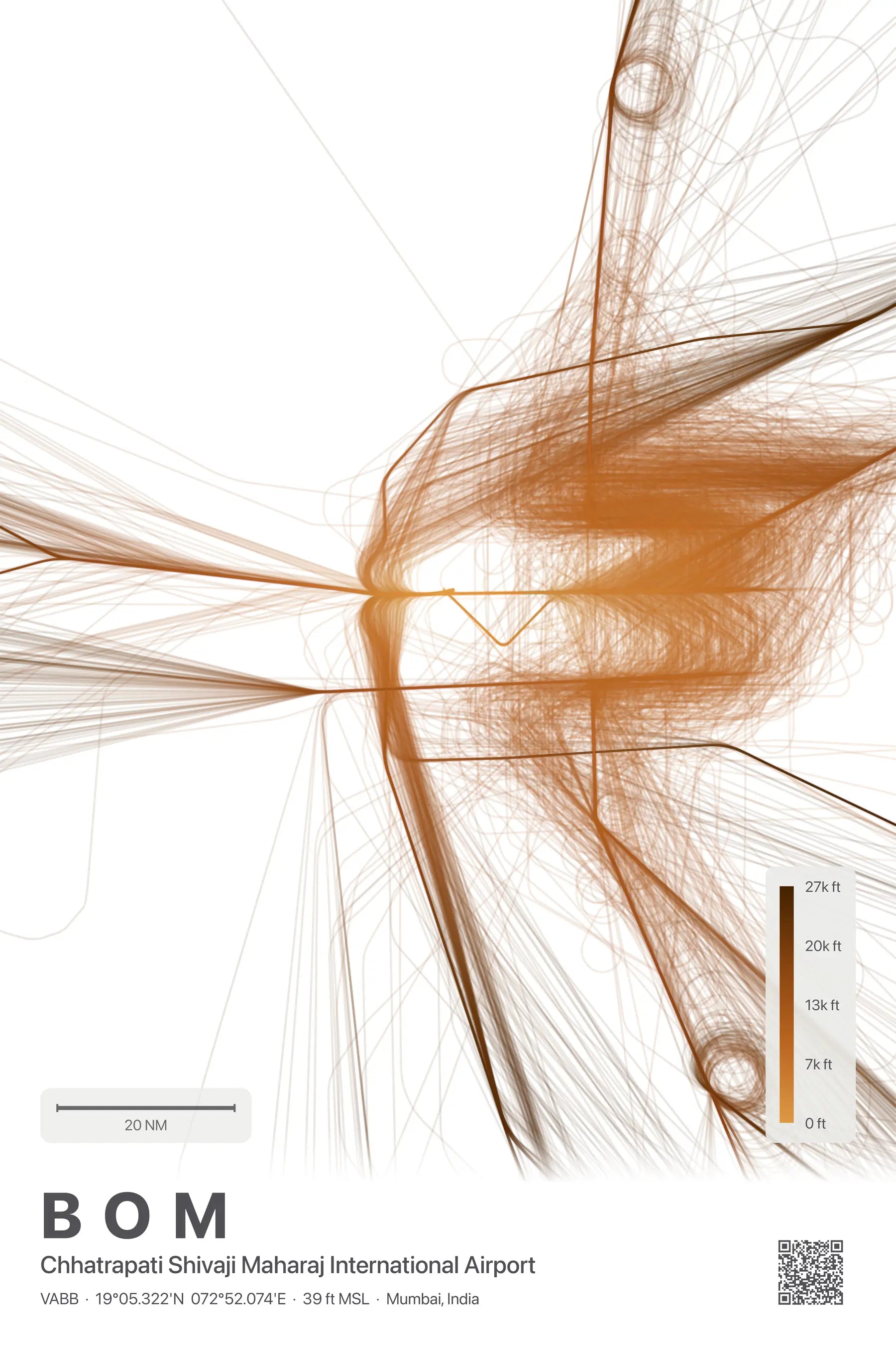 BOM flight path print — Solana theme · Light