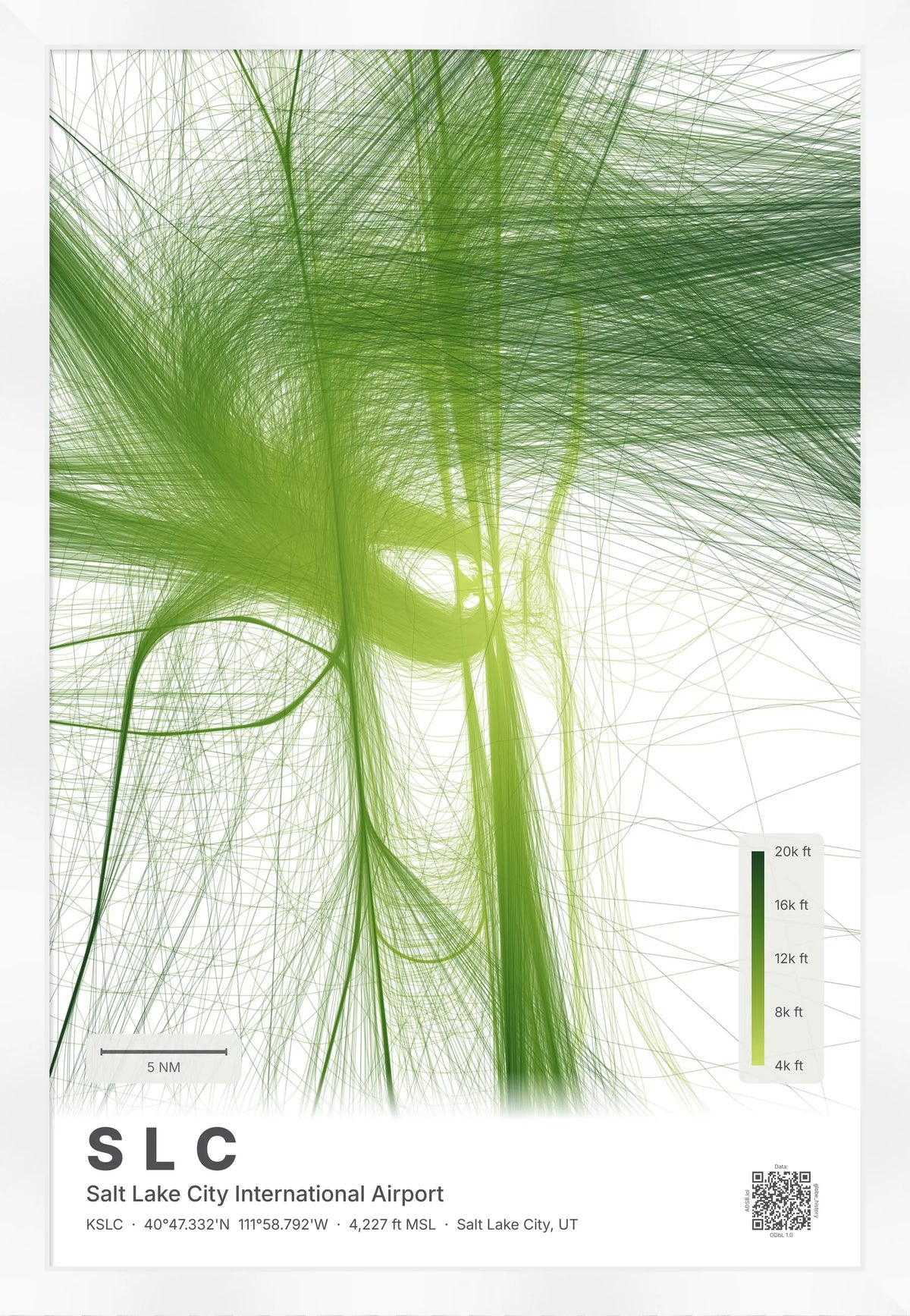SLC flight path print — Citrus theme · Light [material:framed_white]